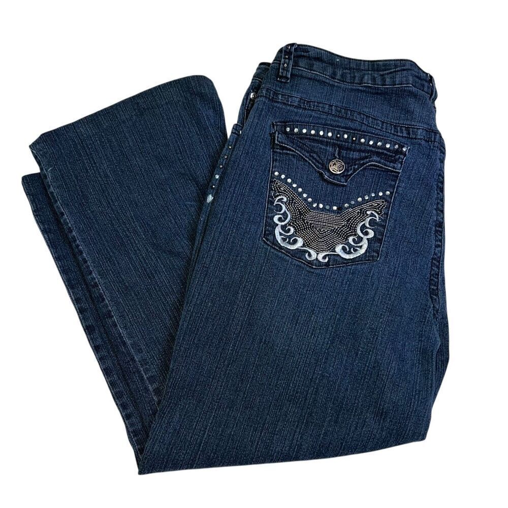 y2k Crest Jeans Size 23/24 Black Retro Grunge Cotton Denim Pants
